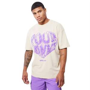 Impression sur demande Chemises pour hommes 100% coton 285gsm T-shirt vierge impression bouffée poids lourd surdimensionné - Product Image 1