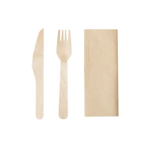 Set di posate usa e getta in legno ecologico Kumix - Product Image 1