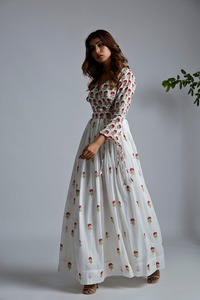 Mini Magenta Blockprint Angrakha Suit Indian Fashion Styling Quality Kurti y pantalones del fabricante indio - Product Image 4