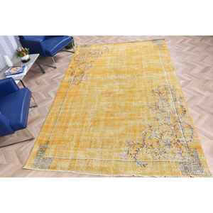 Alfombra Vintage de 6.8x10.1 pies, Alfombra Oriental Amarilla de Lana - Product Image 4