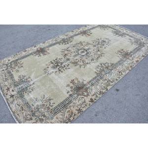 พรมตุรกีวินเทจขนแกะสีเบจ9.9ft 5.4 X แบนสานแบบเย็บปะติดปะต่อกันสำหรับตกแต่งห้องนั่งเล่นห้องโถงใช้ยางรอง - Product Image 2