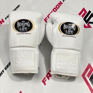 ถุงมือชกมวยคุณภาพพรีเมียมแบบสั่งทำพิเศษ No Boxing No Life รุ่นผูกเชือก สีขาว สำหรับฝึกซ้อม ผลิตตามแบบ OEM หนังแท้ระดับมืออาชีพ - Product Image 6