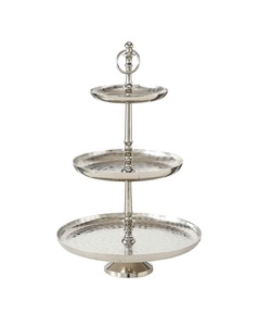 Soporte de pastel de metal de estilo antiguo de 3 niveles con acentos decorativos para celebraciones de cumpleaños y estilo de eventos - Product Image 5