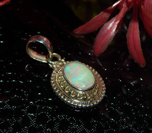 Colgantes y dijes finos de Plata de Ley 925, estilo Vintage de rodio con piedra preciosa facetada de ópalo etíope, piedra principal a granel de moissanita - Product Image 3