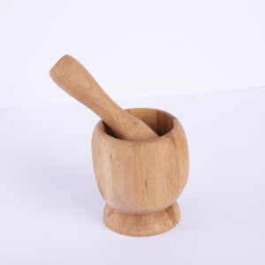 Mortero y Pilón de Madera de Haya Pulida a Mano - Herramienta de Cocina Personalizable OEM - Acabado Natural, Madera de Grado Alimenticio - Product Image 3