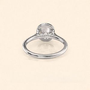 IGI Certified Round Cut Lab Grown Diamond Engagement <b>Ring</b> Solid 925 Sterling <b>Silver</b> Bezel Set Pave Diamond Bridal <b>Ring</b> - Product Image 2