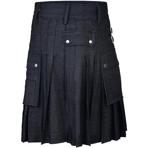 Kilt utilitaire moderne en denim noir pour homme actif, respirant, durable, avec poches cargo – Meilleure vente 2026 - Product Image 4