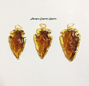 Gemstone Aqua Obsidian Electroplated Arrowhead Pendants Handmade Agate Necklace <b>Top</b> Quality From Amayra <b>Crystals</b> India - Product Image 5