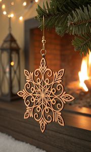 Adorno colgante de Navidad de madera moderno hecho a mano de alta calidad forma personalizada perfecto para la decoración tradicional del hogar de vacaciones - Product Image 2