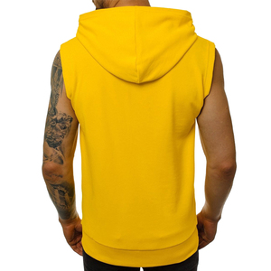 Top tendance sur mesure couleur jaune blanc hommes vêtements de sport pull à capuche avec Zip complet avec poche avant à vendre - Product Image 4