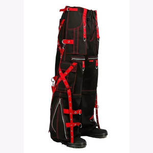 Pantalon convertible à bretelles noires et rouges, style punk rock gothique, 100% coton, pantalon gothique unisexe 2026 - Product Image 2