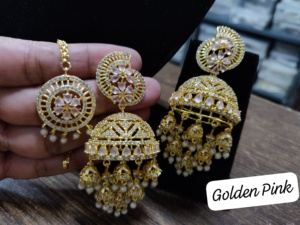 Jhumkka Jhumkas เพชรอเมริกันมีดีไซน์ตัดดาวขนาดใหญ่พร้อม mangtikka Jhumkas คุณภาพสูงเหมาะสำหรับผู้หญิงในโอกาสพิเศษ - Product Image 2