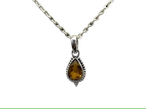 Pendentif Citrine Véritable en Argent Sterling 925 Naturel Jaune à Facettes en Forme de Poire Style Vintage Bijoux Cadeau - Product Image 2