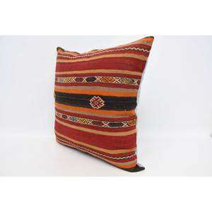 Multicolor Wool Kilim <b>Pillow</b> 28x28 Inch Decorative Cushion Vintage Pattern Woven Patchwork - Product Image 4