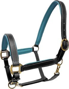 Halter con relleno de cuero elegante-Herrajes de níquel de latón Halter de caballo ajustable hecho en India con cuero genuino 100% - Product Image 4