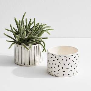 Ensemble de pots à plantes en céramique minimaliste avec motif noir moderne, porte-plantes succulentes décoratif d'intérieur durable - Product Image 1