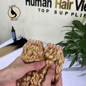 Extensions de cheveux naturels, cheveux humains très bouclés, blonds russe, Double Drawn, 12a, bon marché, prix en gros - Product Image 6