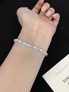 Corte redondo corte esmeralda VVS, VVS1, VS, VVS2 pureza 14K oro blanco pulsera excelente DEF Color GRA certificado moissanita diamante - Product Image 6