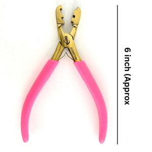 Pince à cheveux pour extensions de cheveux en or micro-anneau P-23 GEMSTONE ENTERPRISES, pour retirer/poser les extensions, en acier inoxydable antidérapant de 6 pouces - Product Image 1