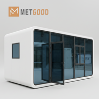 Maison capsule spatiale moderne de luxe industrielle MERGOOD AC-26511 Apple Cabin gris foncé, préfabriquée, modulaire, mini-maison portable