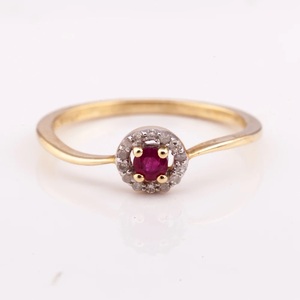 14K Gold Plated Natural <strong>Ruby</strong> and <strong>Diamond</strong> Minimal <strong>Ring</strong> Hight Quality Made in Thailand OEM Design Available