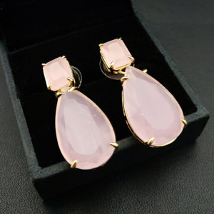 Boucle d'oreille plaquée or hydro jaune brillant, beaux bijoux en quartz colorés, bijoux à broches en pierres précieuses au design Unique - Product Image 2