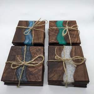 High Quality Home Bar Engraved Wooden & Marble Coaster for Drinks Square Shaped <b>Non</b> <b>Slip</b> Coasters Best Selling Table Coasters - Product Image 2