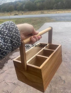 Cubiertos multifunción de madera de primera calidad hechos a mano, organizador de cocina rústico, caja de almacenamiento de comedor ecológica Tradebyd - Product Image 3