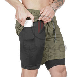 Pantalones cortos ecológicos para hombre, pantalones cortos transpirables de compresión para entrenamiento de gimnasio, servicio OEM al por mayor, patrón sólido - Product Image 3