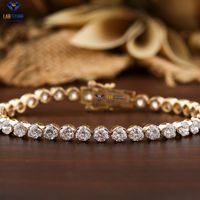 Pulsera de tenis con diamantes cultivados en laboratorio de 5.39 CT, corte brillante redondo, oro amarillo de 18K, engaste de garra chapado en rodio, joyería certificada IGI