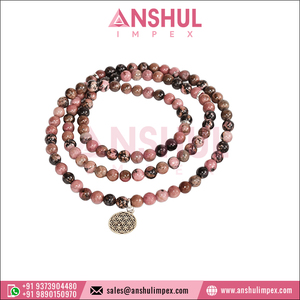 Gorgeous Rhodonite Crystals Mala <b>Bracelet</b> High Quality Gemstone <b>Beaded</b> <b>Bracelets</b> Promotes Emotional Healing and Forgiveness - Product Image 4