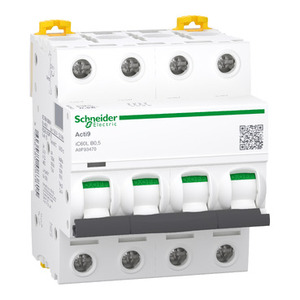 Interruttore Automatico Miniaturizzato (MCB) Schneider Electric A9F93470 Acti9 IC60L 4P 0.5A Curva B 15000A 100kA (IEC/EN 60898-1) - Product Image 1