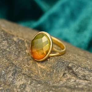 925 plata esterlina Bio Color turmalina anillo de Navidad para mujer 10x14mm forma ovalada bisel ajuste 18K oro rodio nuevos anillos finos - Product Image 5