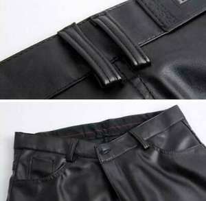 Pantalons en cuir pour hommes de haute qualité Hip Hop Fashion Pantalon à jambe droite pour vêtements décontractés et de moto Respirant - Product Image 3