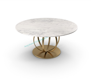 Table basse design en marbre avec base en métal ou en bois massif Meubles élégants en bois de verre - Product Image 1