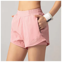 Shorts Deportivos de Cintura Alta para Mujer, de Secado Rápido y Transpirables, para Gimnasio y Running, con Logotipo Personalizado, de Poliéster y Spandex, para Entrenamiento de Verano, Venta al Por Mayor