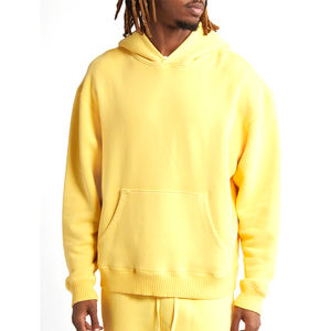 Sudadera con capucha con logotipo personalizado de peso pesado 100% algodón amarillo sudadera de gran tamaño para hombres Streetwear para invierno - Product Image 1
