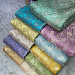 Luxurious Handwoven Banarasi Brocade <b>Fabric</b> Intricate Zari Work Rich Silk Material for Bridal Wear Ethnic Dresses Bags Designed - Product Image 1