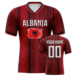 Maillot de football de l'équipe nationale albanaise personnalisé uniforme de football personnalisé avec numéro de nom Logo avant pour les femmes hommes formation - Product Image 1