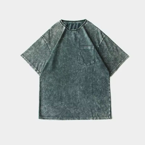 เสื้อยืดผู้ชายไซส์ใหญ่ ผ้าถักเนื้อคอตตอน 100% ล้างสีแบบ Acid Wash  โลโก้ด้านหน้า ระบายอากาศได้ดี เป็นมิตรกับสิ่งแวดล้อม สไตล์สตรีทแวร์ ฮิปฮอป ลดราคา - Product Image 5