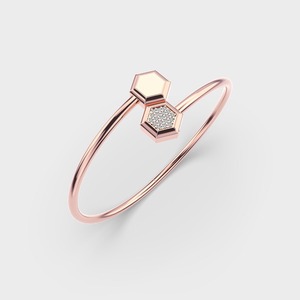 กำไลข้อมือเพชรทรงกลมเพาะเลี้ยงในห้องปฏิบัติการ รับรองโดย IGI รูปทรงหกเหลี่ยม ทอง 14K สีเหลือง / ขาว / โรสโกลด์ - Product Image 3