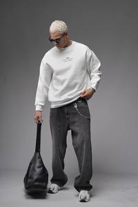 Sudadera con capucha de cuello redondo de gran tamaño para hombre, Jersey holgado, ropa de calle de manga larga, Top de satén antiarrugas con Forro cálido de invierno informal - Product Image 6