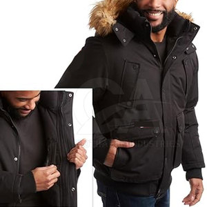 Chaqueta de Invierno Impermeable con Capucha y Piel Sintética para Hombre, con Logotipo Frontal, Suministro OEM de Alta Calidad - Product Image 2
