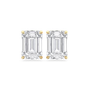 5.00 CT E-F/VVS-VS émeraude coupe diamant pierre classique quatre broches ensemble boucle d'oreille en plaqué or pour unisexe - Product Image 6