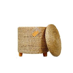 เก้าอี้ออตโตมันเฟอร์นิเจอร์บ้านดีไซน์ทันสมัย44xH43ซม. เก้าอี้ผักตบชวาธรรมชาติทำมือเป็นมิตรกับสิ่งแวดล้อมจากเวียดนาม - Product Image 6