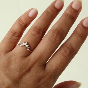 10k or laboratoire cultivé diamant alliance laboratoire diamant bijoux courbe bande de mariage diamant fiançailles bague de mariée cadeau pour l'amour - Product Image 3