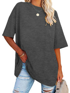 Camisetas de verano para mujer, camisetas de manga corta con cuello redondo, holgadas, con hombros caídos, camisetas transpirables, camisetas personalizadas para hombre, 2 unidades - Product Image 2