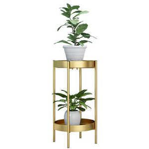 Stylish 2-Tier Metal Planter in Sturdy Steel with Elegant Black Powder Coating Perfect <b>for</b> Living Room and Indoor <b>Decoration</b> - Product Image 2