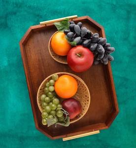 Bandeja de servicio de madera de acacia personalizable, diseño redondo grande con asa, estilo moderno para el hogar, boda, fiesta o restaurante - Product Image 5