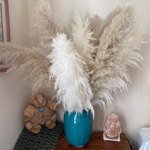 Grande herbe de pampa beige <span class=keywords><strong>pour</strong></span> mariage et maison, fleurs luxueuses et préservées dans un <span class=keywords><strong>vase</strong></span> de sol <span class=keywords><strong>pour</strong></span> un superbe décor de Noël - Product Image 4